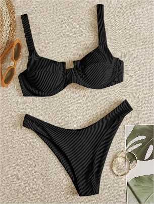 Biquíni Laço Simples sexy Azul/Preto (003)