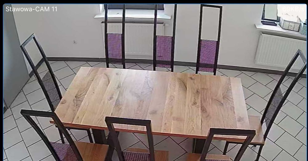 Meble loftowe stal i drewno dębowe duży stół i 8 krzeseł