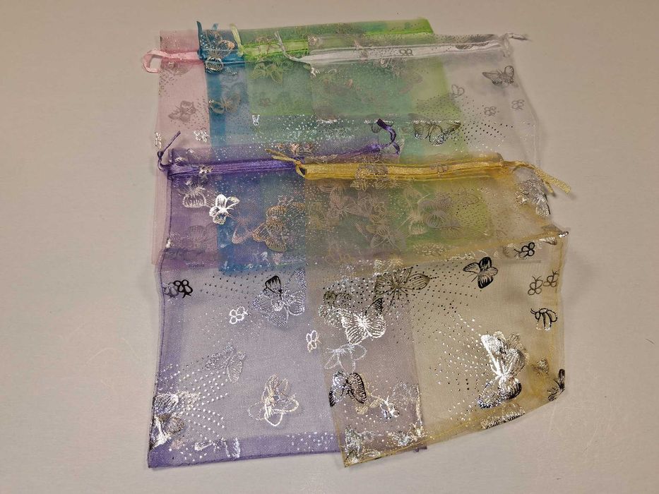 N286 Zestaw 6 sztuk Woreczki Organza Na Biżuterię Prezent