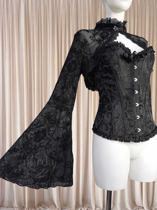 eleganckie zapinane bolerko szerokie rękawy goth alternative