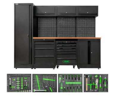 CONJUNTO DE MÓVEIS MODULARES PARA OFICINA (18 PCS) - PRETO