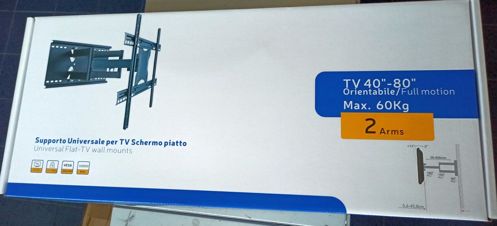 Suporte TV 2 braços extensível e articulado de parede até 40Kg e outro