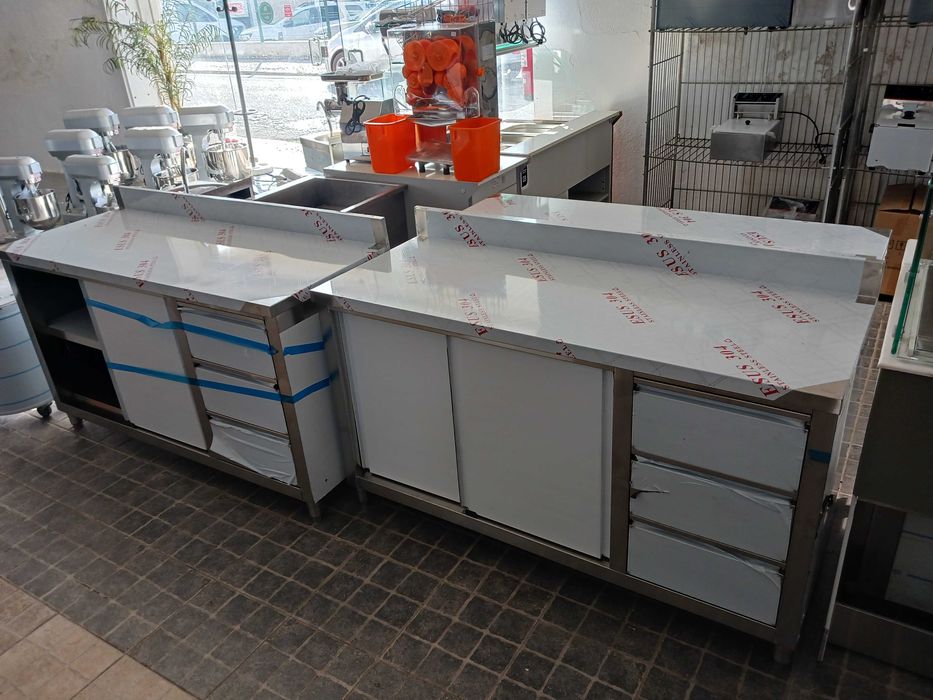 ACM1648 - Bancada de Apoio Inox de 1,8M com 3 Gavetas - NOVA
