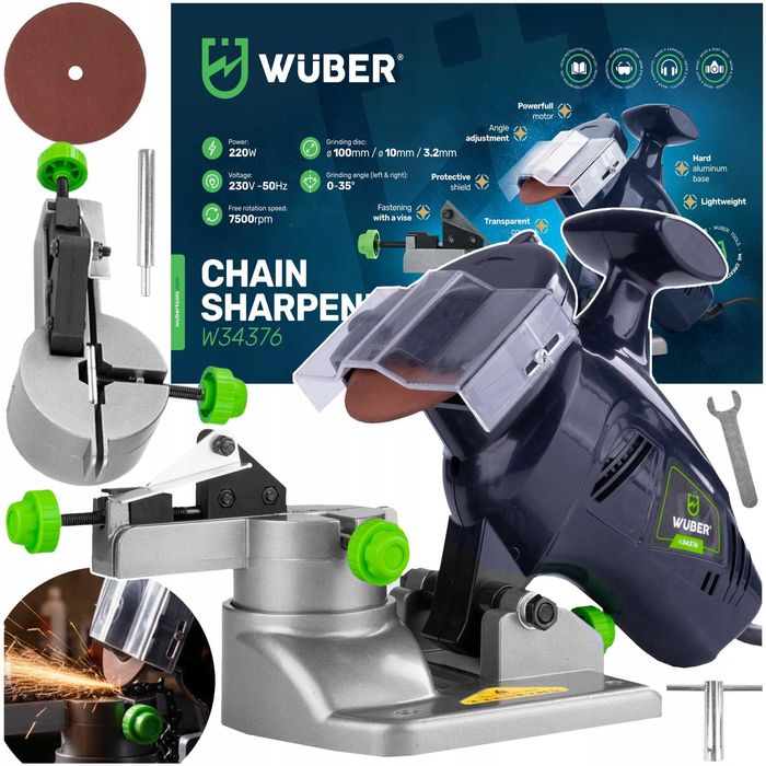 Ostrzałka elektryczna do łańcuchów pił 220W z 2 tarczami nowa