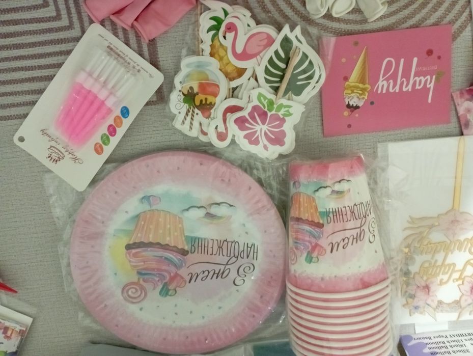 Набір на День народження Єдиноріг: повітряні кульки, декорація, посуд