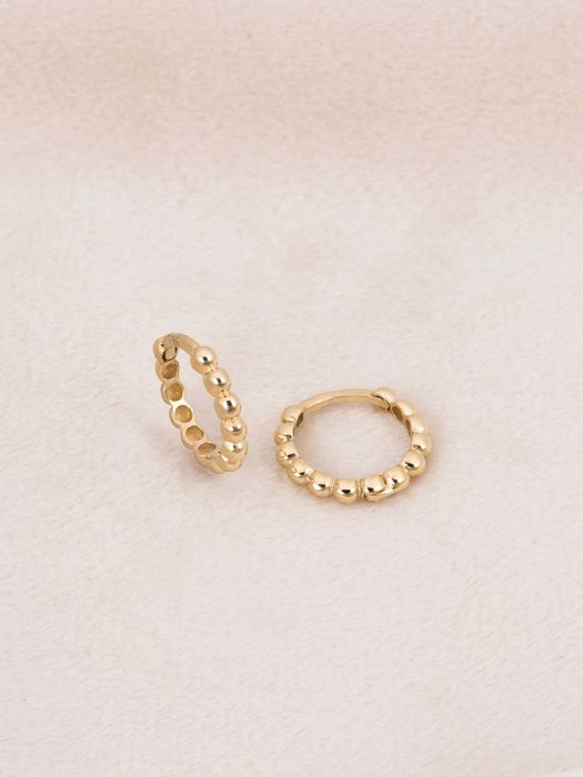 Złote kolczyki 585, koła z kuleczek 13 mm