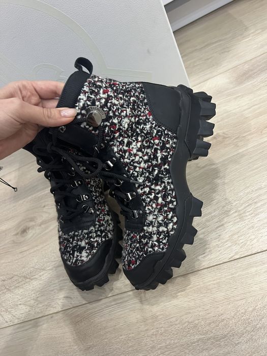 Демисезонні ботінки черевики шкіра+твід Moncler 37 розмір Prada оригінал