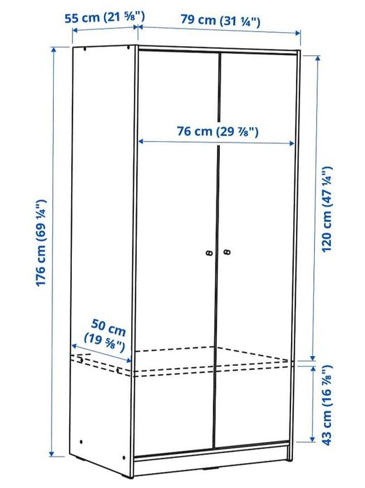 Roupeiro IKEA KLEPPSTAD c/2portas, branco, 79x55x176 cm - Bom estado | 2 unidades