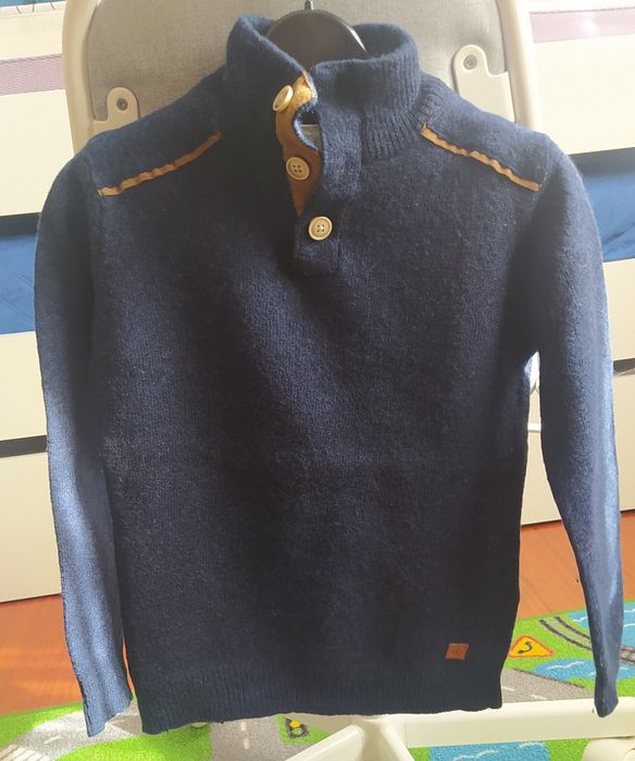 Camisola de lã azul marinho para rapaz, 8 anos