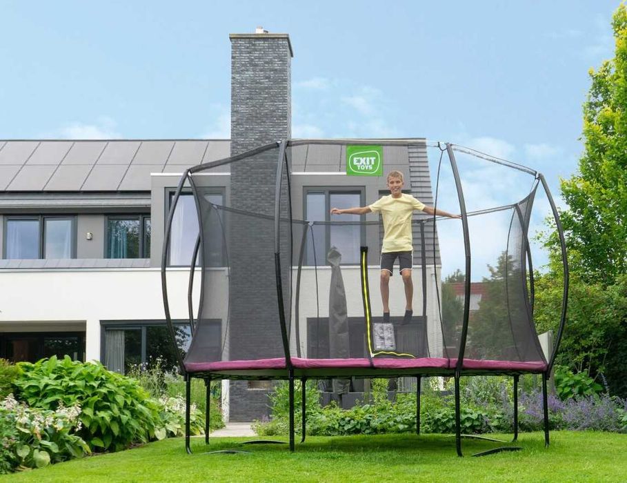 Батут для дітей, дорослих Exit Silhouette 366 рожевий, чорний, зелений