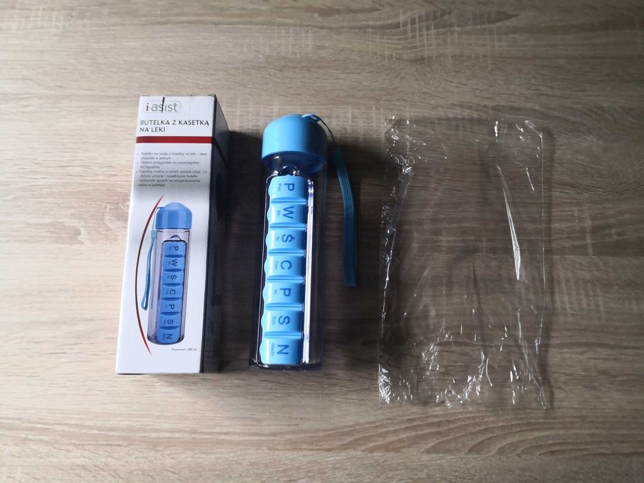 Butelka 380 ml z kasetką na leki NOWA