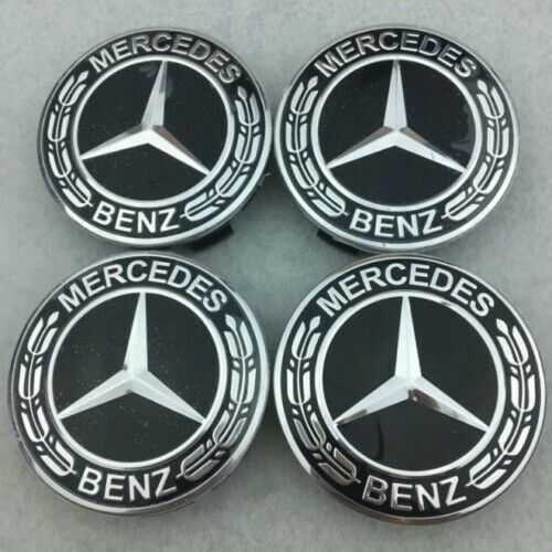 4 centros de jantes 75mm Mercedes Benz azul, preto, prateado Etc.