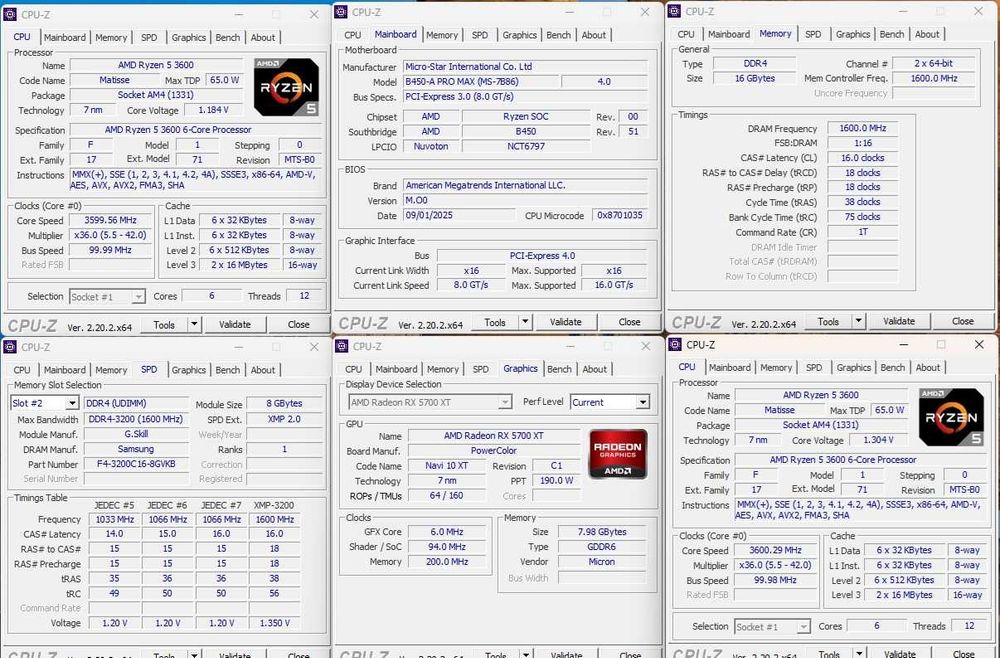MSI B450-A PRO MAX, Ryzen R5 3600, Fortis 3, 16GB DDR4 3200, BeQuiet 600W