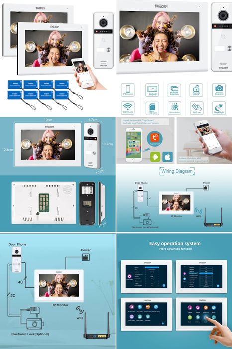 Video Porteiro com 2 monitores Wi-fi para aplicação TuyaSmart