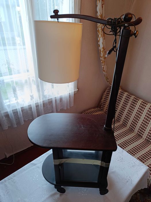 UNIKAT! Lampa podłogowa T.A.M.D.E. z barkiem TEAK & D.R.G.M. ok. 1958 r