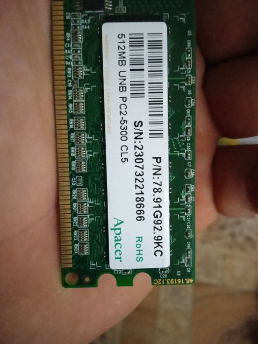 Ddr2 512mb unb pc2-5300 cl5 apacer