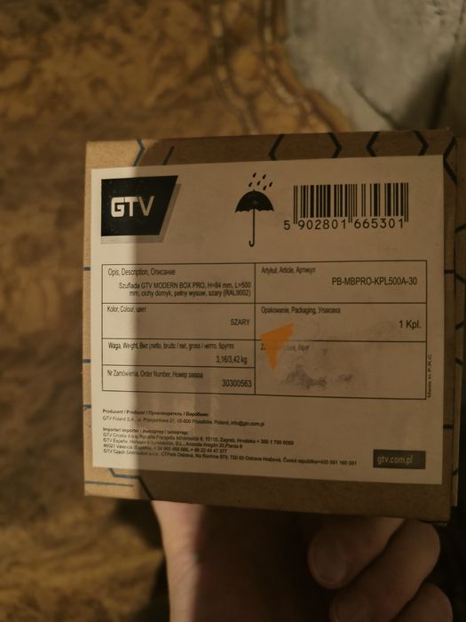 Szuflada GTV MODERN BOX PRO, H=84 mm, L=500 mm, cichy domyk, pełny wysuw, szary