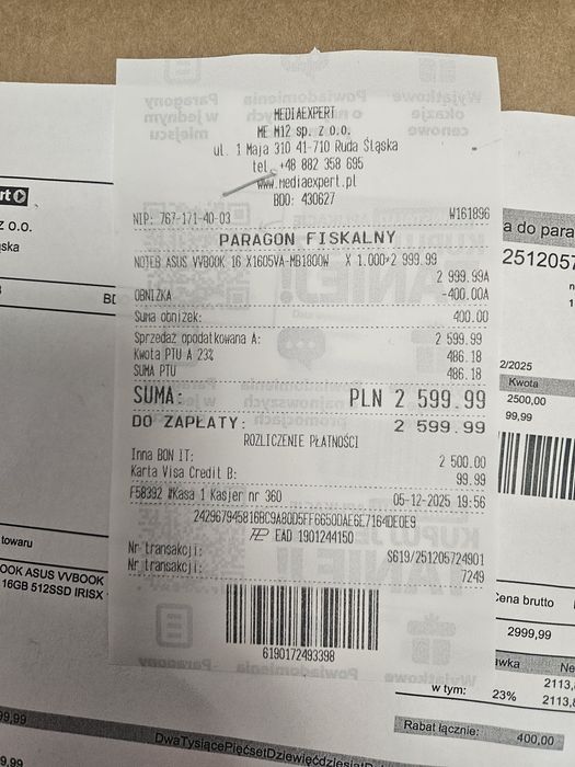 Nowy zapakowany laptop ASUS VivoBook 16 X1605VA-MB1800W