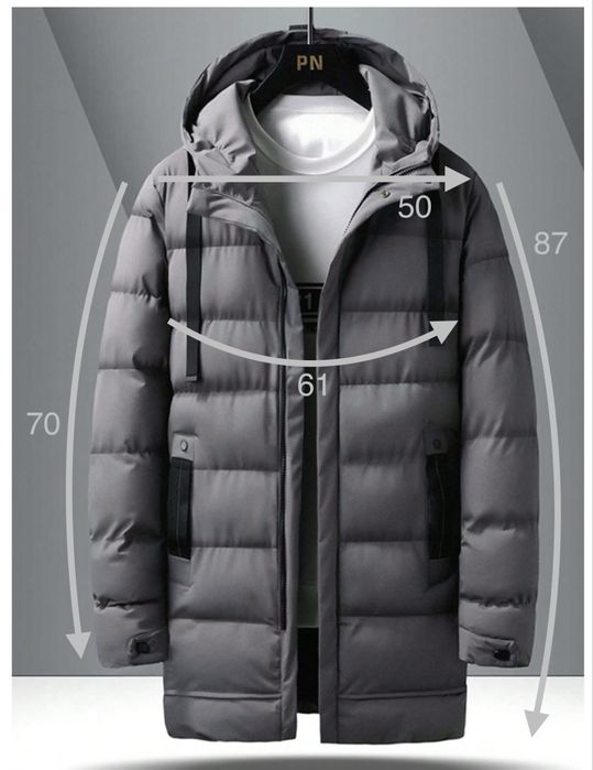 Куртка демисезонная с капюшоном / Мужская / Серая / XXL