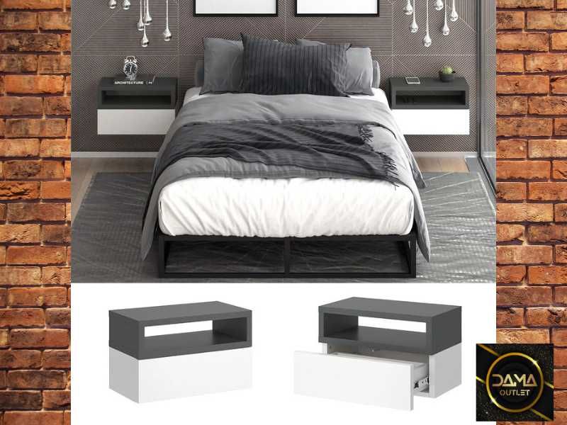 Szafki nocne wiszące do sypialni 2 SZT KOMPLET szuflada DaMaOutlet.pl