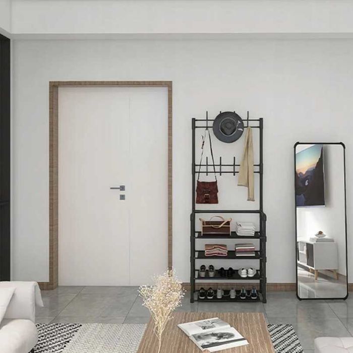 Nowy WIESZAK Ubrania Stojak Podłogowy Garderoba Buty Schowek (GRATIS)