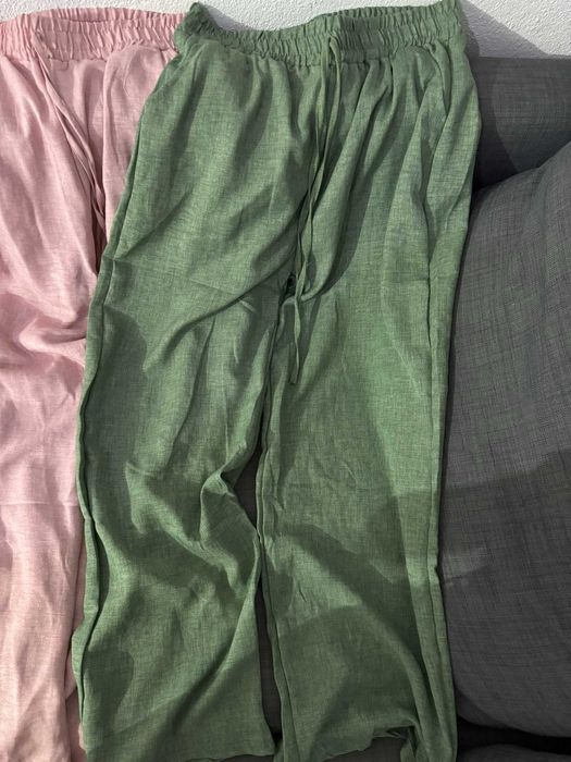 Calças em tecido tipo Linho