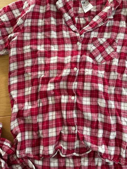 Piżama damska w kratkę flanela świąteczna czerwona na Święta, na Zimę