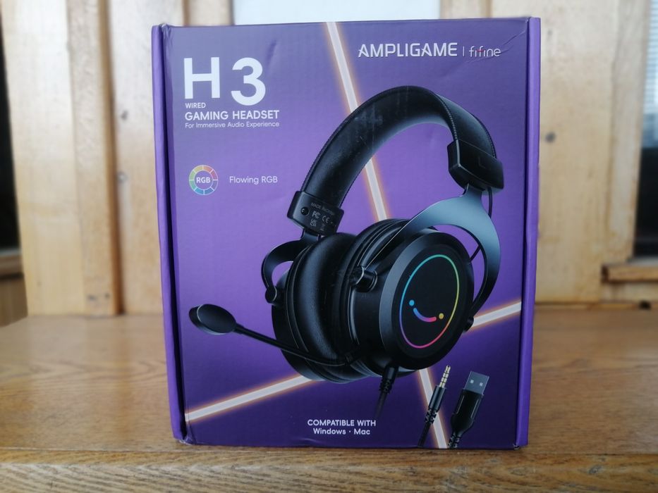 FIFINE H3 RGB ІГРОВА ГАРНІТУРА З МІКРОФОНОМ для PC / PS4 / PS5 / Xbox / Laptop / Switch • 50 мм динаміки • RGB підсвітка • In-line керування