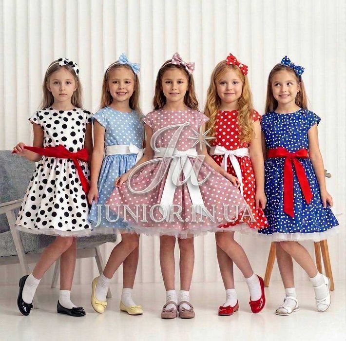 Сукня для дівчинки в ретро стилі Стиляги в горох з обручем у комплекті