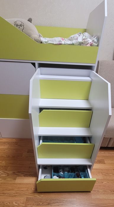 Дитяче ліжко-горище з шафою та шухлядами + матрац (Харків)