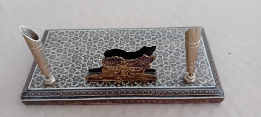 Porta-canetas vintage pintado artesanato persa