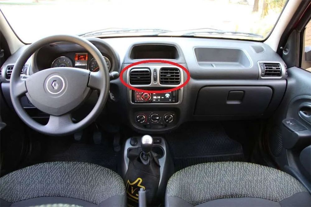 Conjunto Grelhas Ventilação Centrais Tablier Renault Clio 2 - Preto