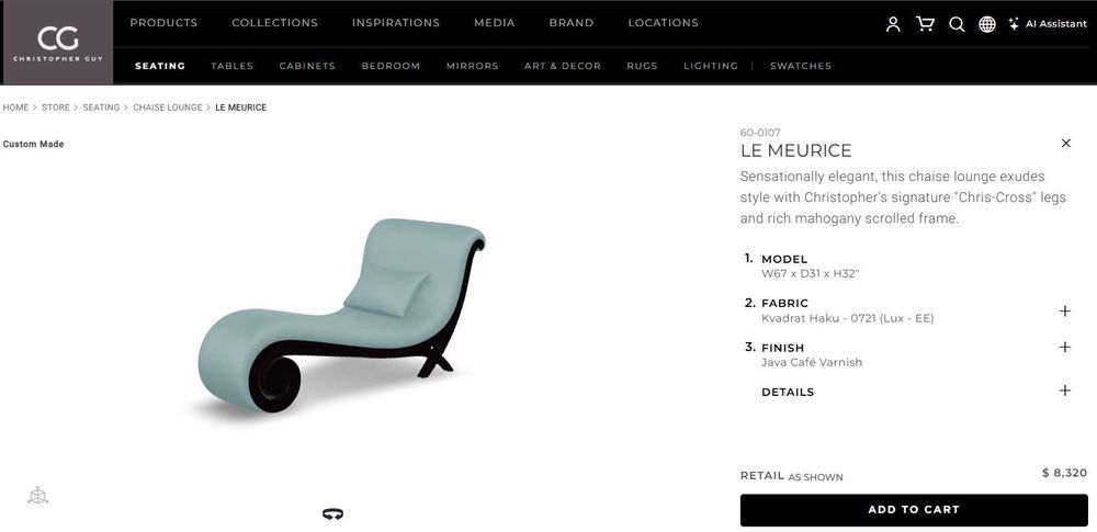 Chaise Longue Christopher Guy - Azul-Turquesa (PVP 7240€)