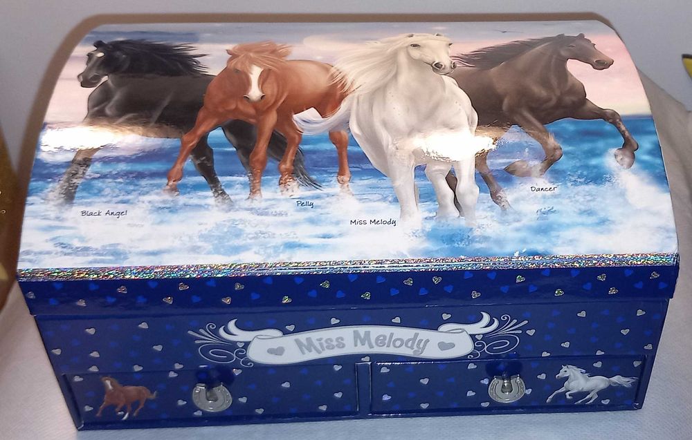 Caixa de Bijuteria com desenhos de cavalos, em excelente estado!
