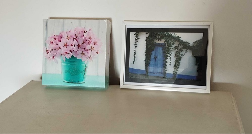 Quadro com moldura e vidro e tela novos