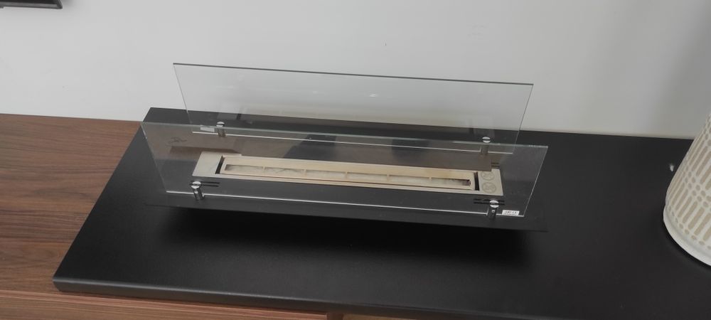 Biokominek do zabudowy wkład 60cm czarny mat z szybami