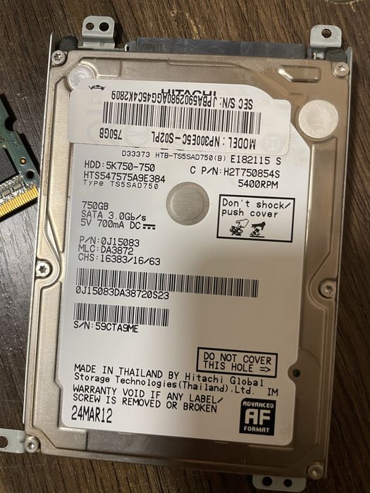 Zestaw części komputerowych – RAM + HDD