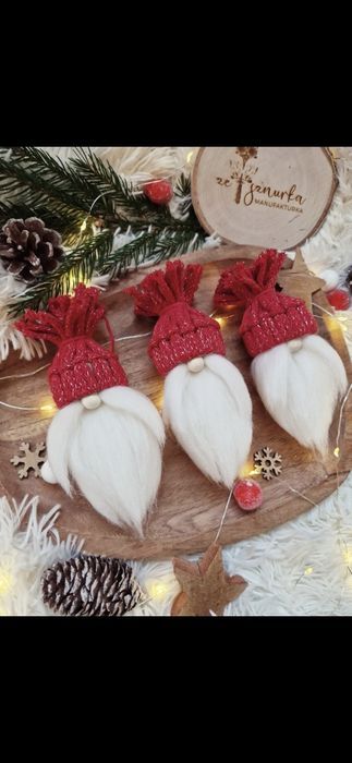 Bombki ręcznie robione box handmade świąteczne ozdoby mikołaje makrama