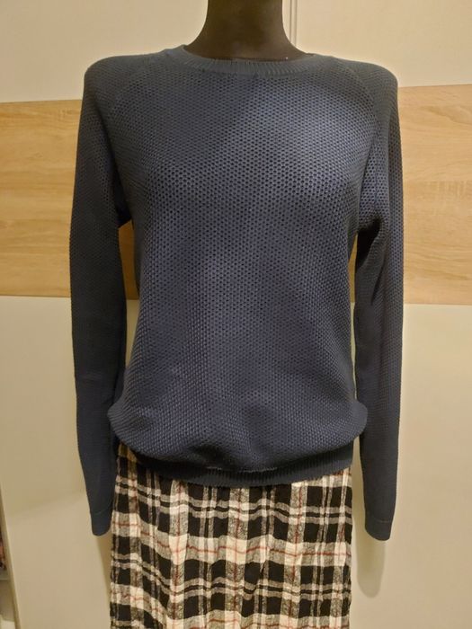 Sweter granatowy xs basic z bawełnaklasyczny old money