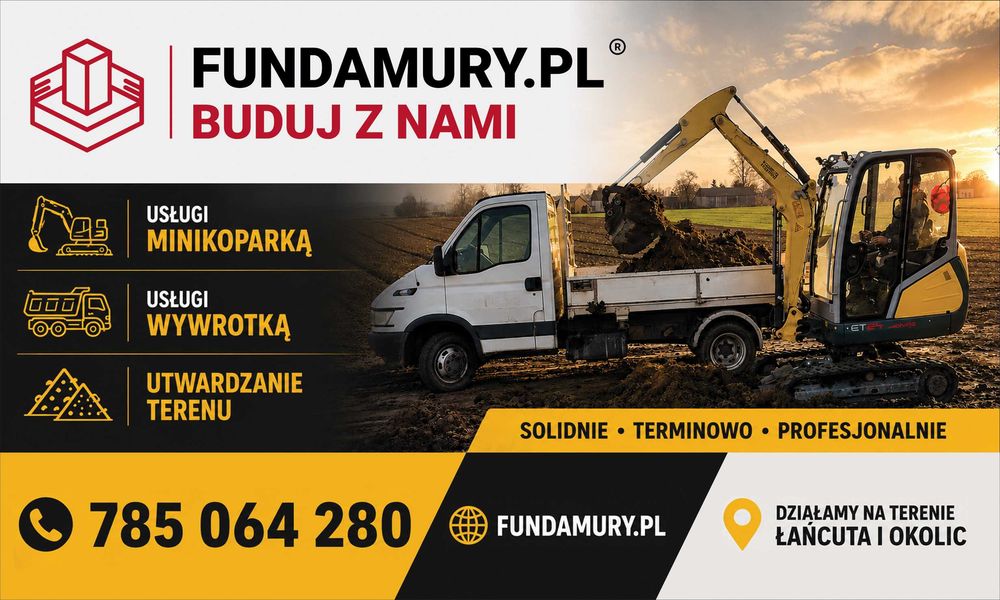 Usługi minikoparką - Wywrotką 3,5t. Utwardzanie terenu.