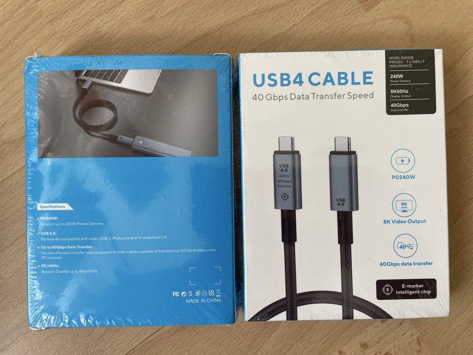Kabel USB-C 4.0 Thunderbolt 4 8k/60hz 40Gb/s 240W PD 1m