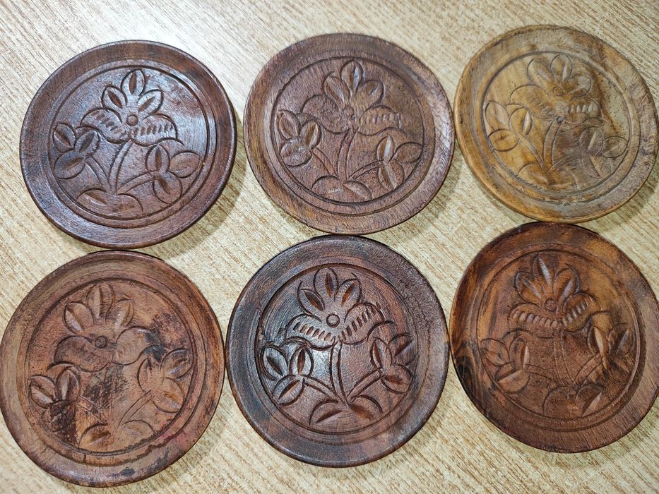 Продам набор деревянных подставок под горячее, ручной работы, латунь