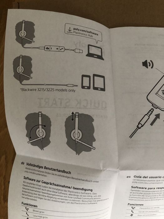 Słuchawki przewodowe Plantronics Blackwire C3225 USB-A pałąk