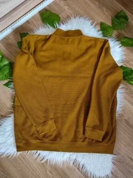 Musztardowa bluza męska ze stójką i zamkiem