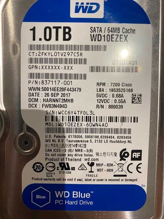 HDD 1Tb WB Blue Harddrive