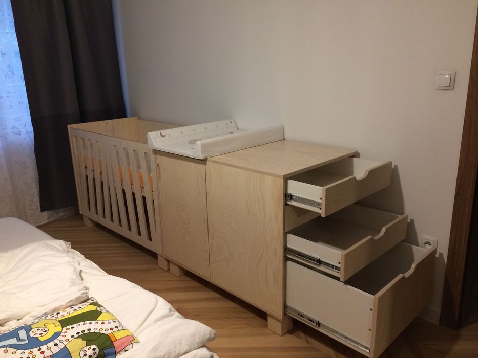 Łóżeczko 120x60  + komoda z przewijakiem