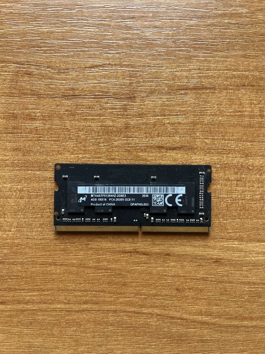 Оперативна пам'ять DDR4 Micron 4GB 1Rx16 PC4-2666V-SC0-11  для ноутбука