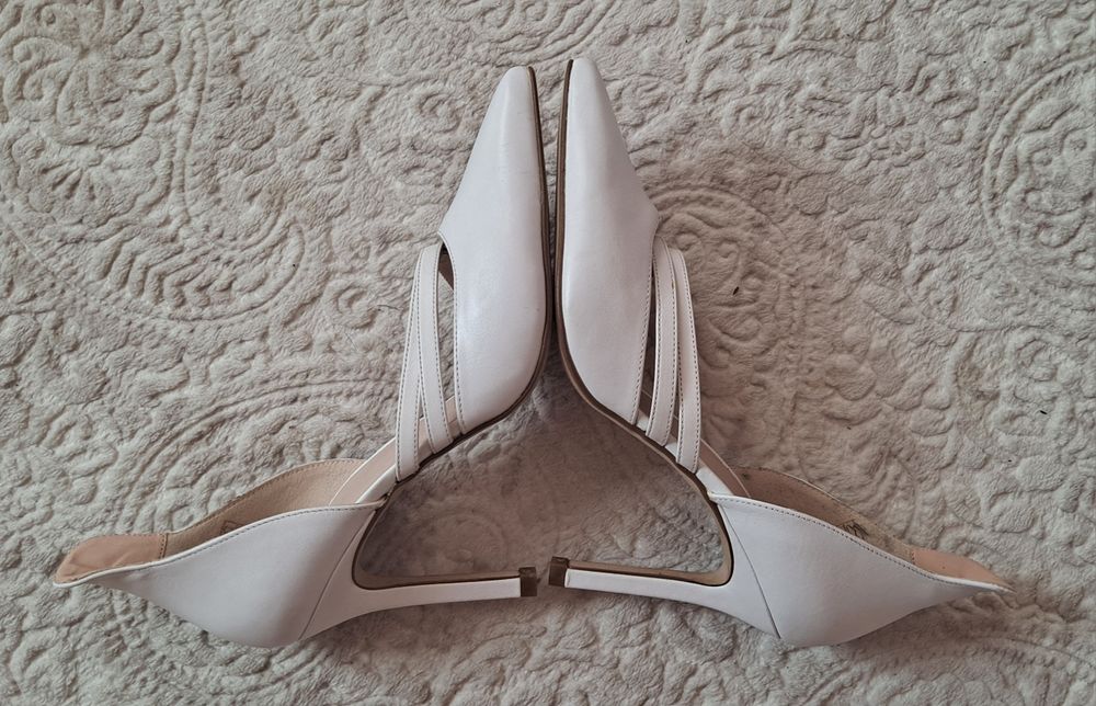 Szpilki białe weselne ślubne Zign skóra 39