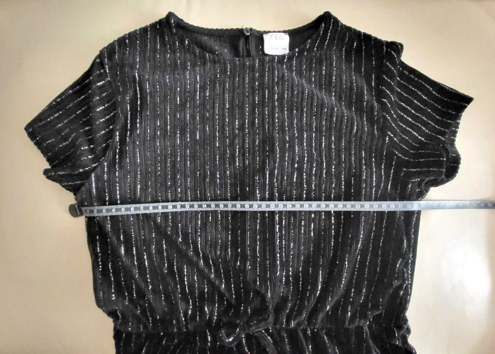 Zara kombinezon czarny błyszczące paski welwet/welur 13-14 lat/152-164