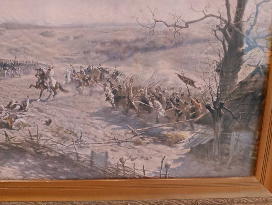 Kościuszko , Racławice Stara  grafika druk kolorowy